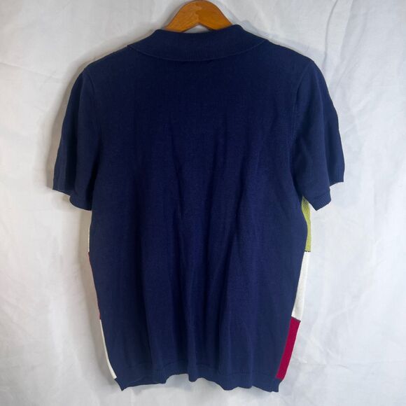 Nautical Embroidered Beaded Zip Up Short Sleeve Sweater Alfred Dunner Size Small - Picture 2 of 10